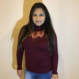 Turtleneck Rhinestone Sweater